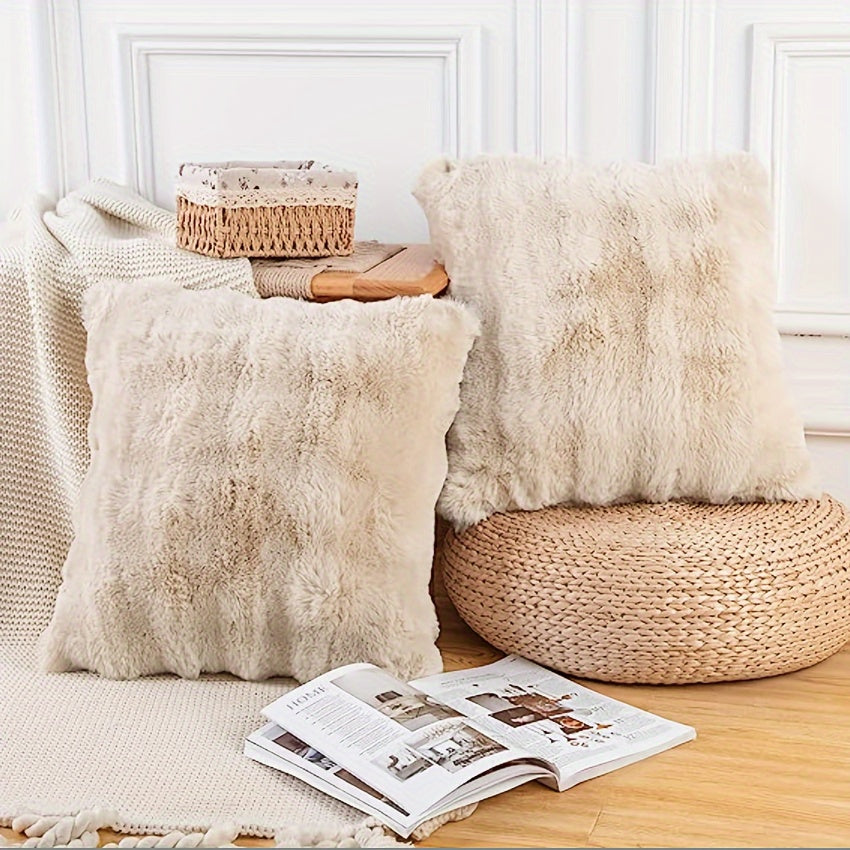 Наволочка из искусственного кроличьего меха с геометрическим дизайном, застежка-молния, для гостиной, дивана, автомобиля, декора