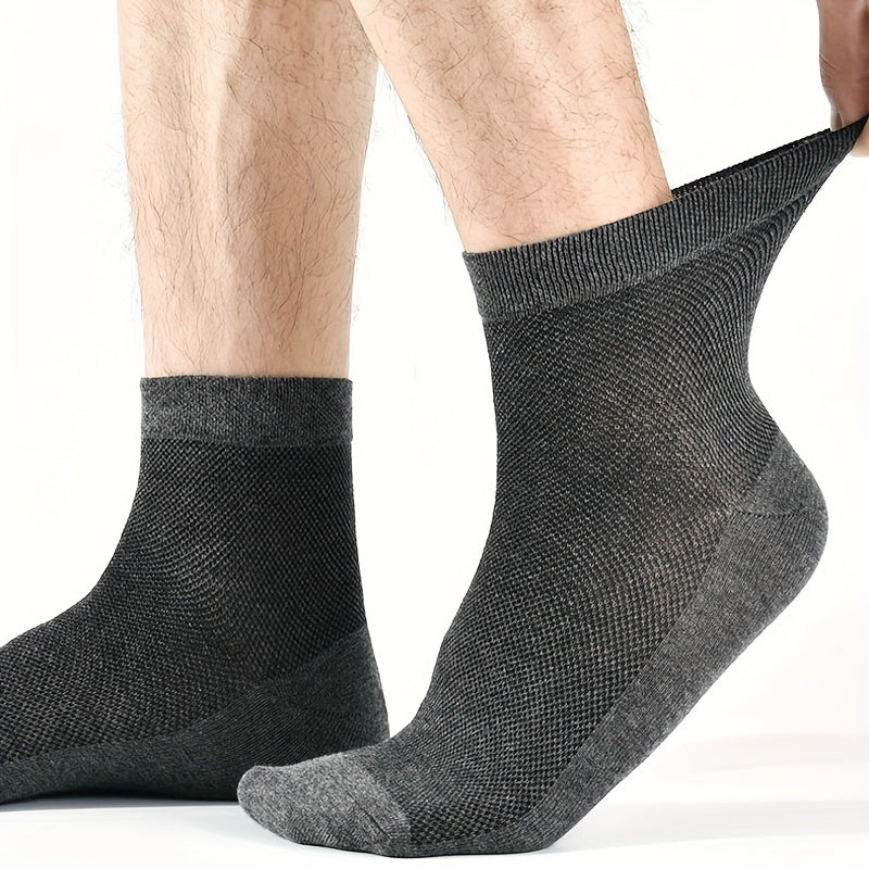 Plus Size Men's Breathable Crew Socks Summer Thin Sweat-Absorbing Pack of 5