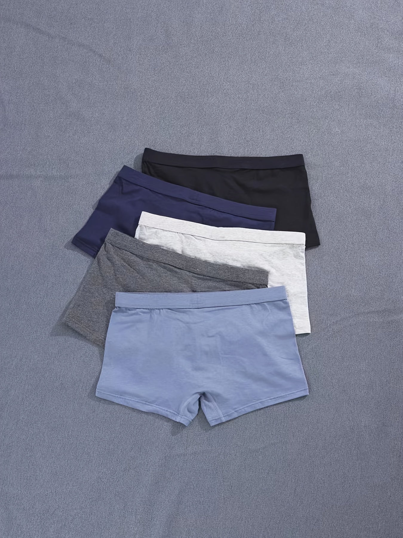 Men's Cotton Boxer Briefs Pack of 5 Solid Color Regular Fit