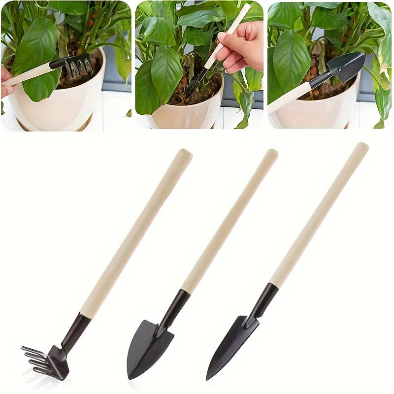 Mini Gardening Tools Set with Shovel, Harrow, and Soil Spade