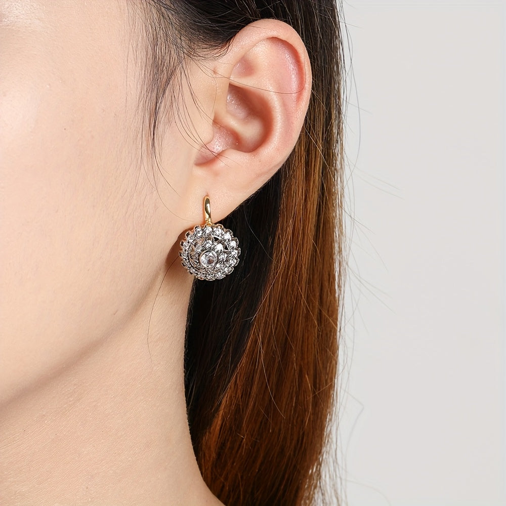 14K Gold Plated Copper Jewelry Set with Hollow Cone Design and Synthetic Zirconia for Women