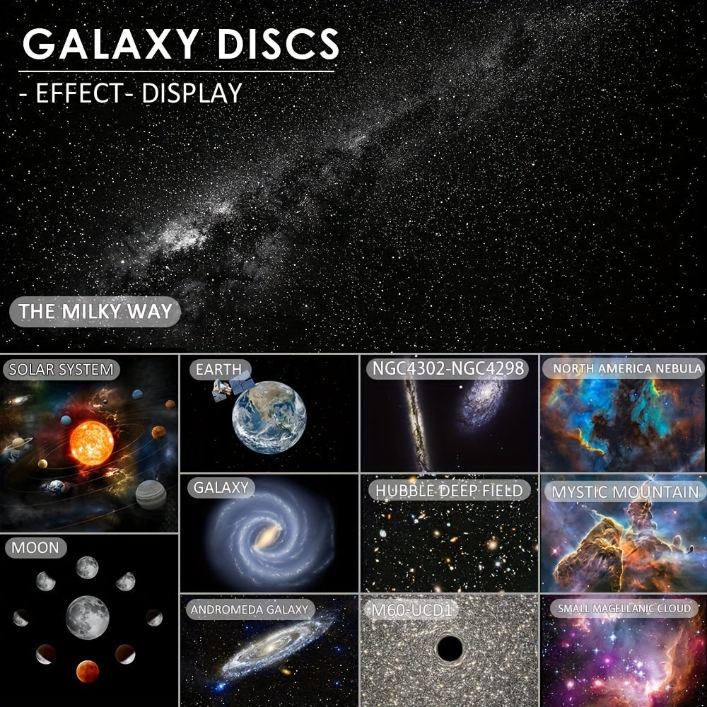 13-in-1 Galaxy Star Projector Night Light with 360° Rotation and Adjustable Lighting for Bedroom and Living Room