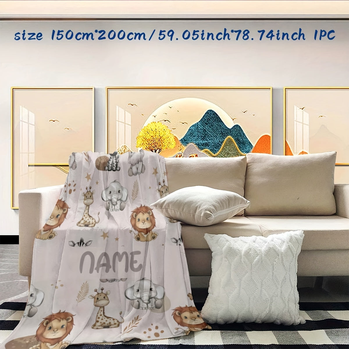 Personalized Small Animal Flannel Blanket Cozy Holiday Gift for Office Living Room