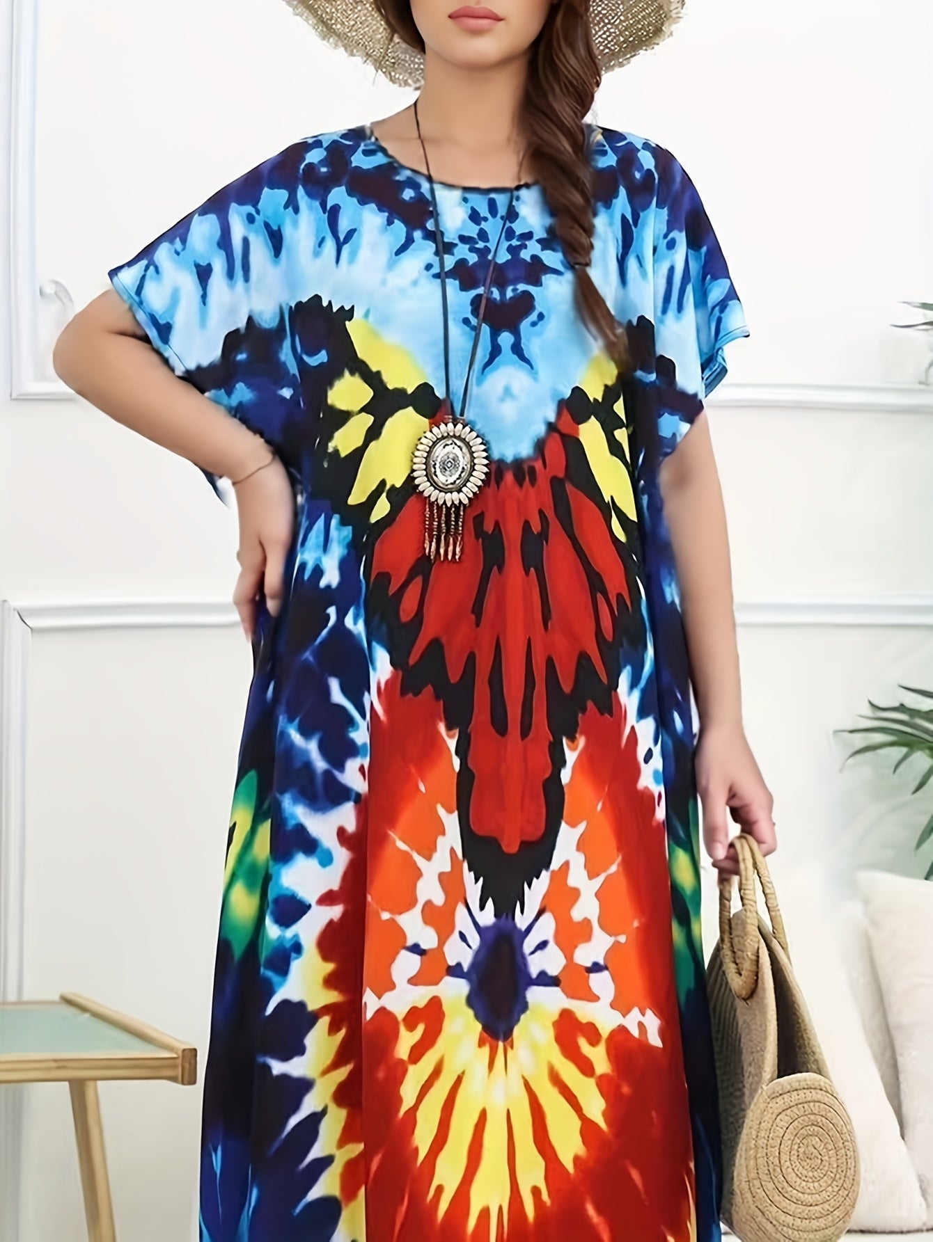 Plus o'lchamli ayollar uchun plyaj kiyimlari, suzish kostyumlari uchun qoplama, sharf, ko'k, yengil