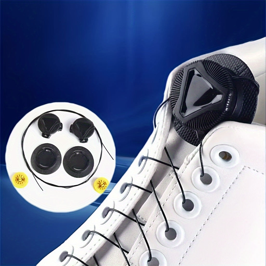 Unisex Plastic Sneaker Accessories - Rotating Button Fasteners, White Black
