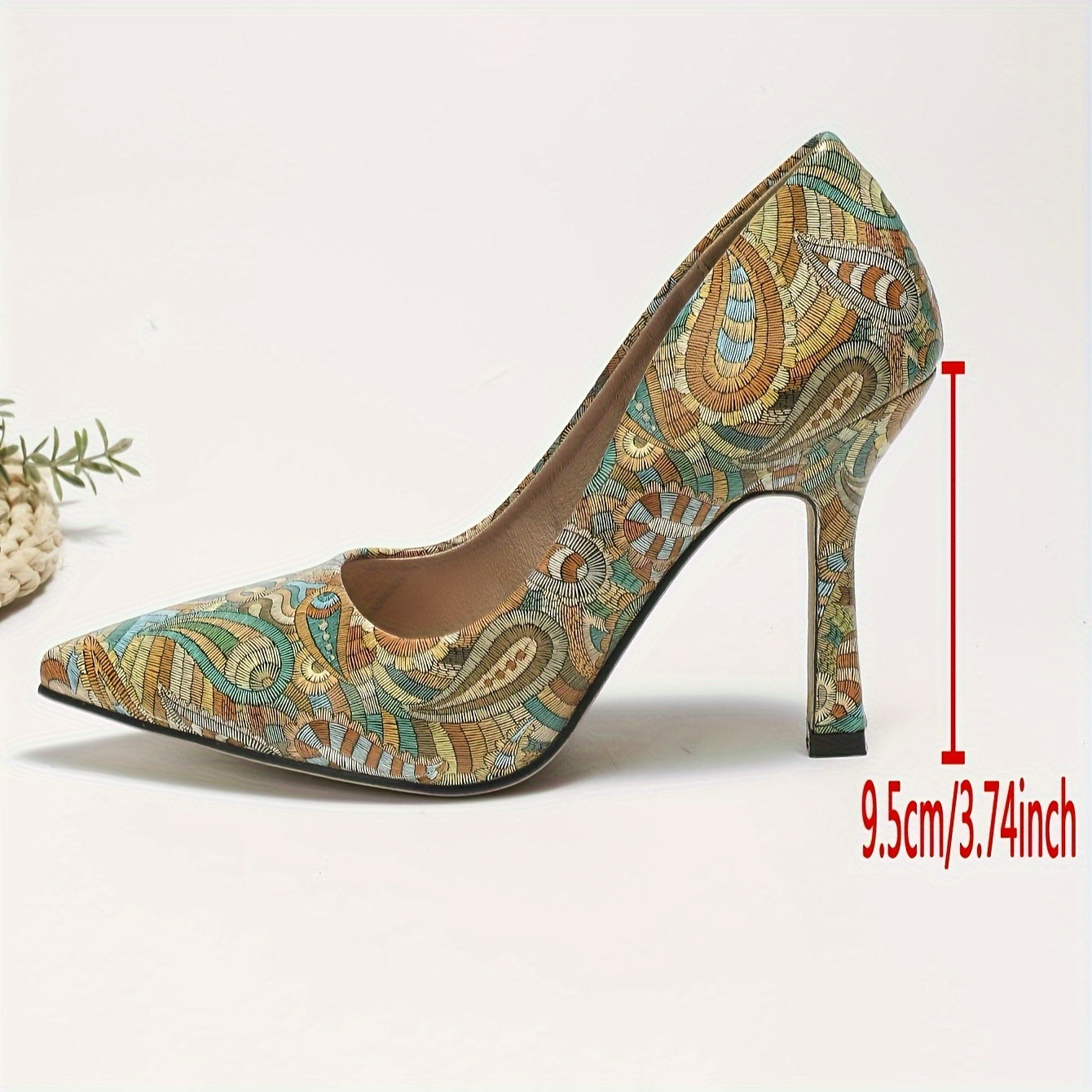 Women's Ethnic Style Printed High Heels Pointed Toe Pumps for Parties and Office