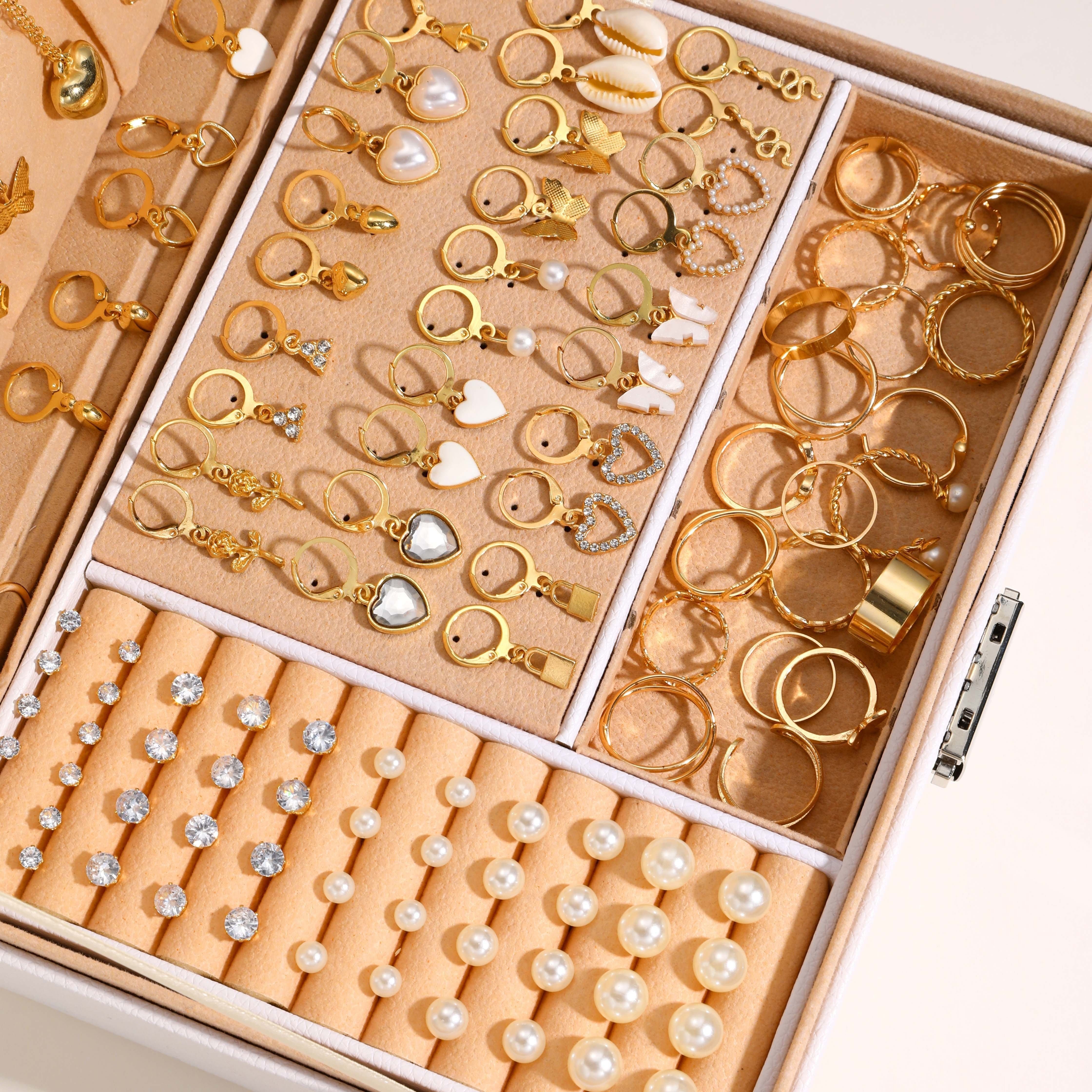 Ayollar uchun vintage kumush zargarlik to'plami, zirconiyning yurak va kapalak shaklidagi taqichlari bilan, 115 dona