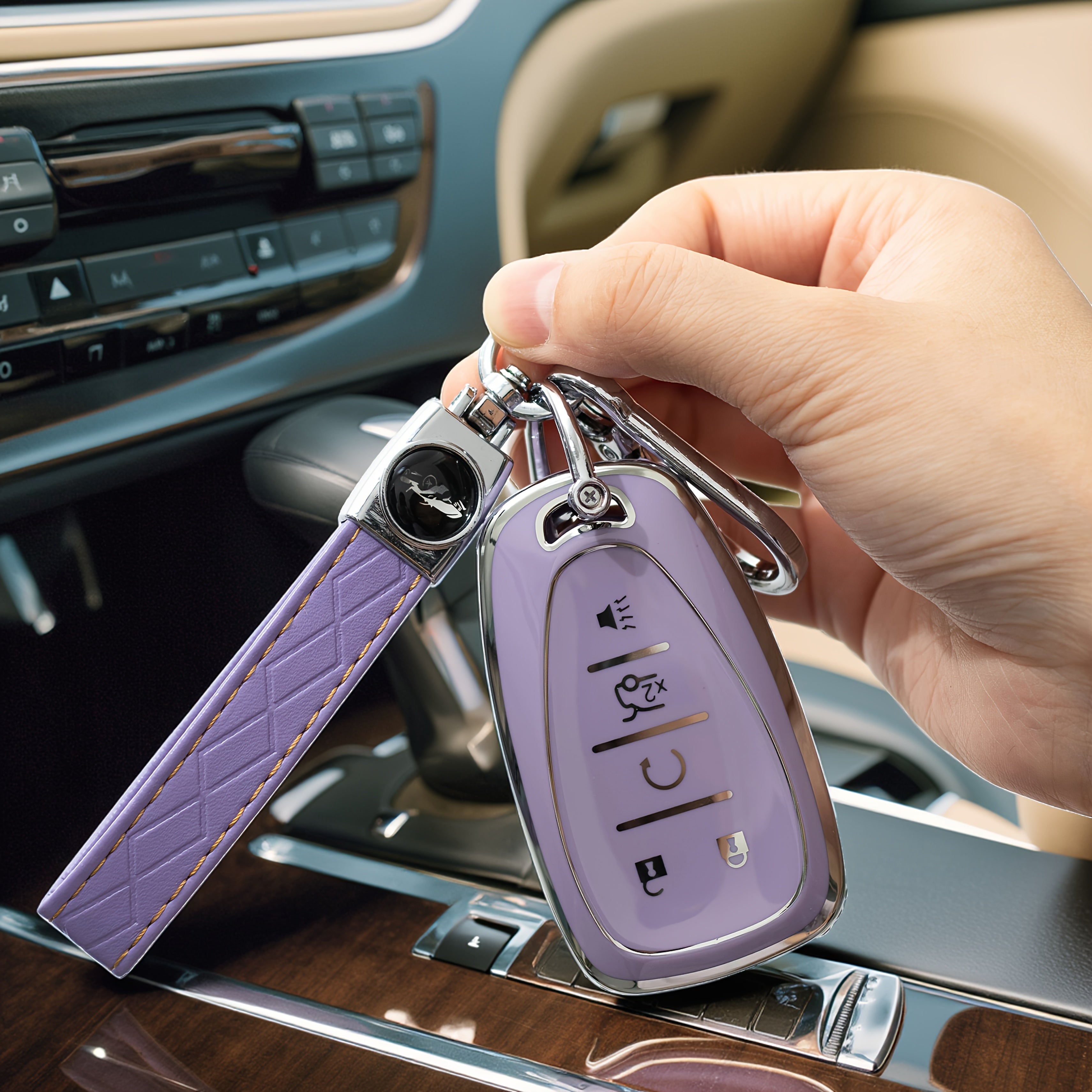 Uniseks charm qo‘llari uchun charm avtomobil kaliti qopqog‘i, chizishga qarshi himoya qopqog‘i