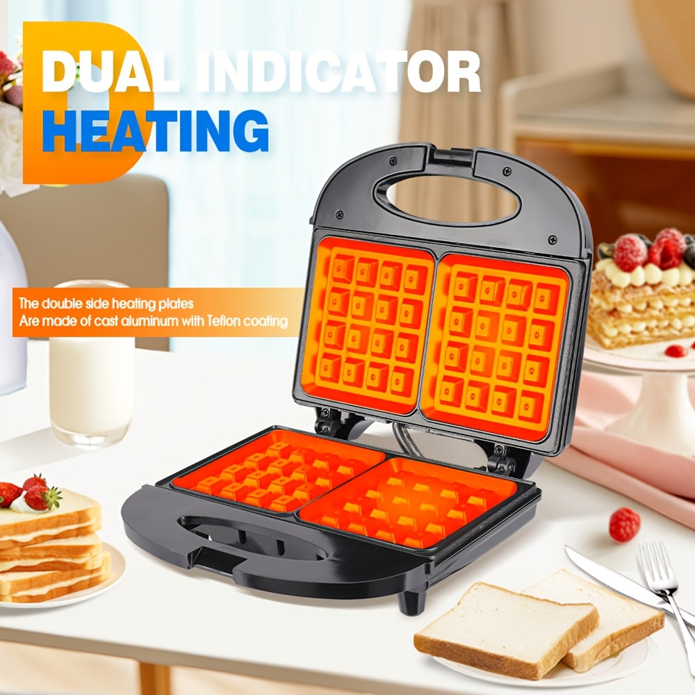 750W Double-Sided Waffle Maker with Adjustable Temperature Control for Homemade Waffles