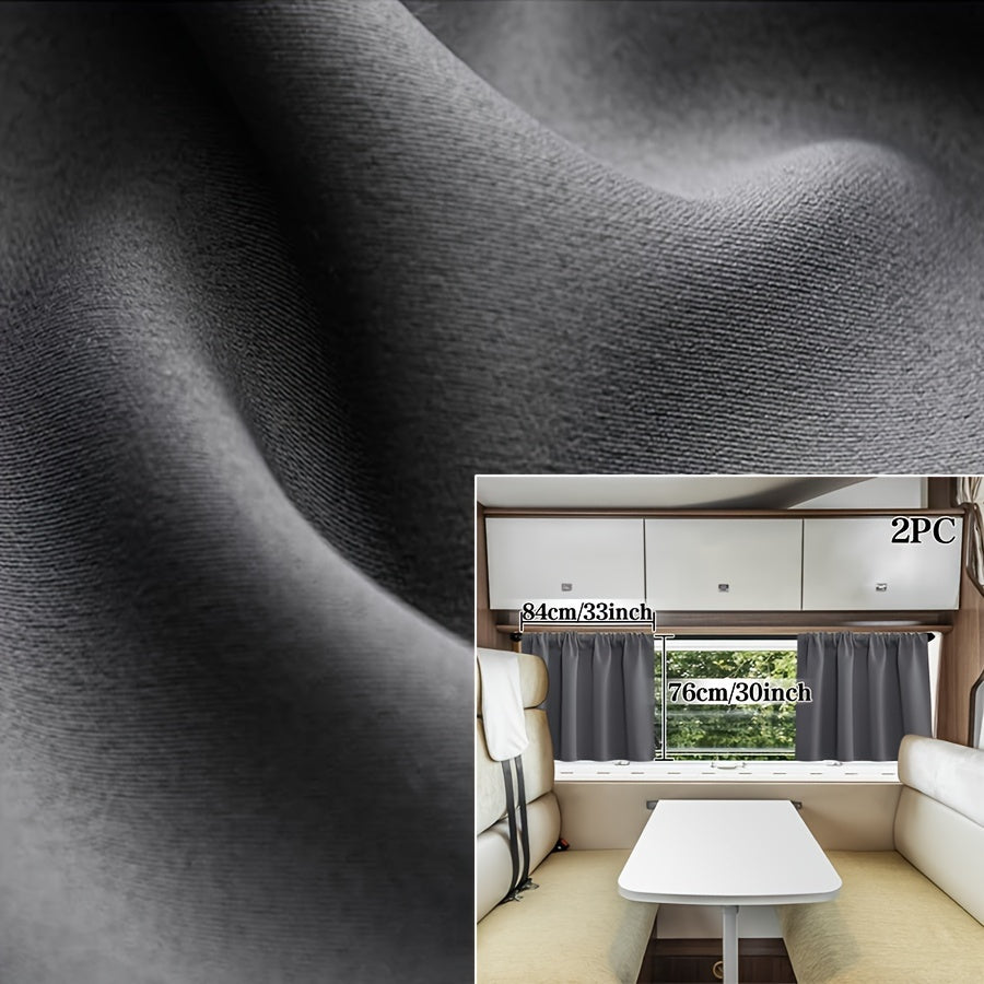 2-Pack RV Window Curtains Blackout Thermal Insulation Privacy Short Drapes Gray