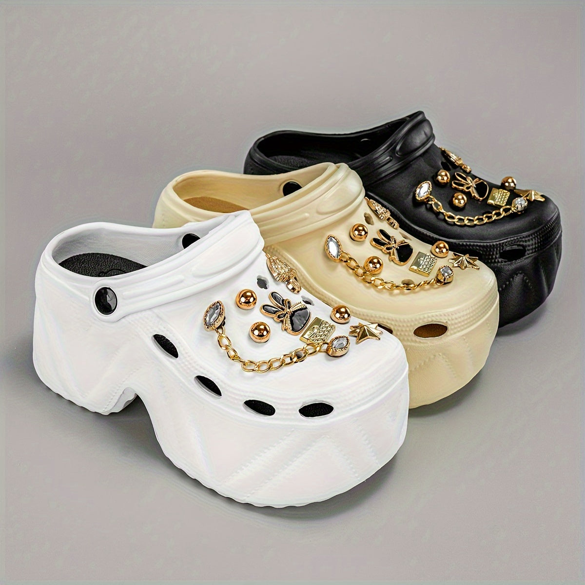 Women's Glitter Mules and Clogs With Platform Heel Lightweight EVA Summer Footwear