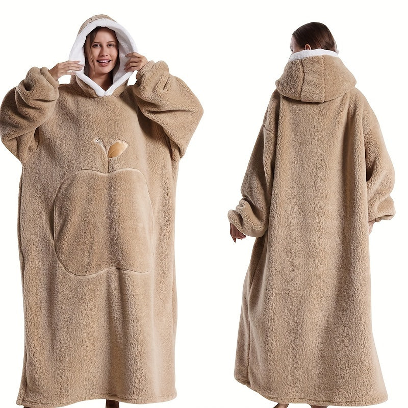 Wearable Blanket Hoodie with Sherpa Fleece Oversized Cozy Warm Polyester Knit
