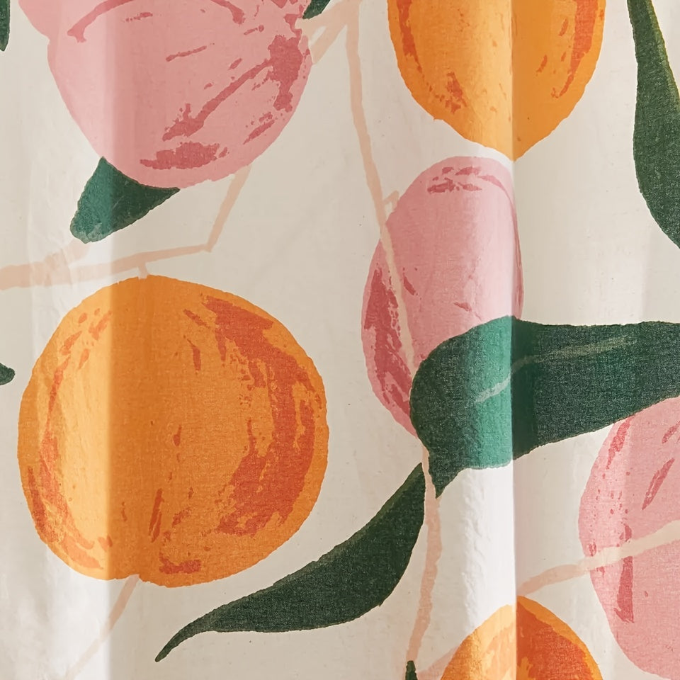 Peach Cartoon Shower Curtain Waterproof with 12 Hooks Bathroom Decor