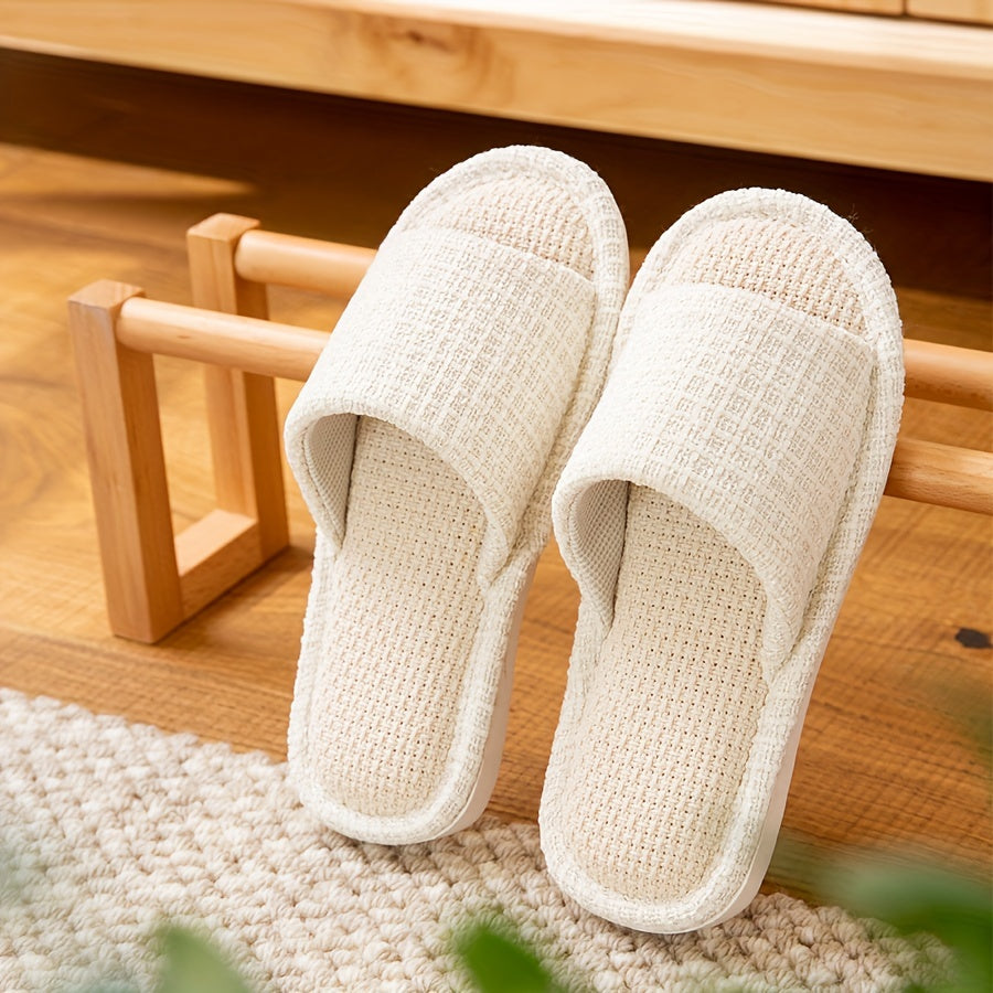 Women's Casual Linen Open Toe Indoor Slippers