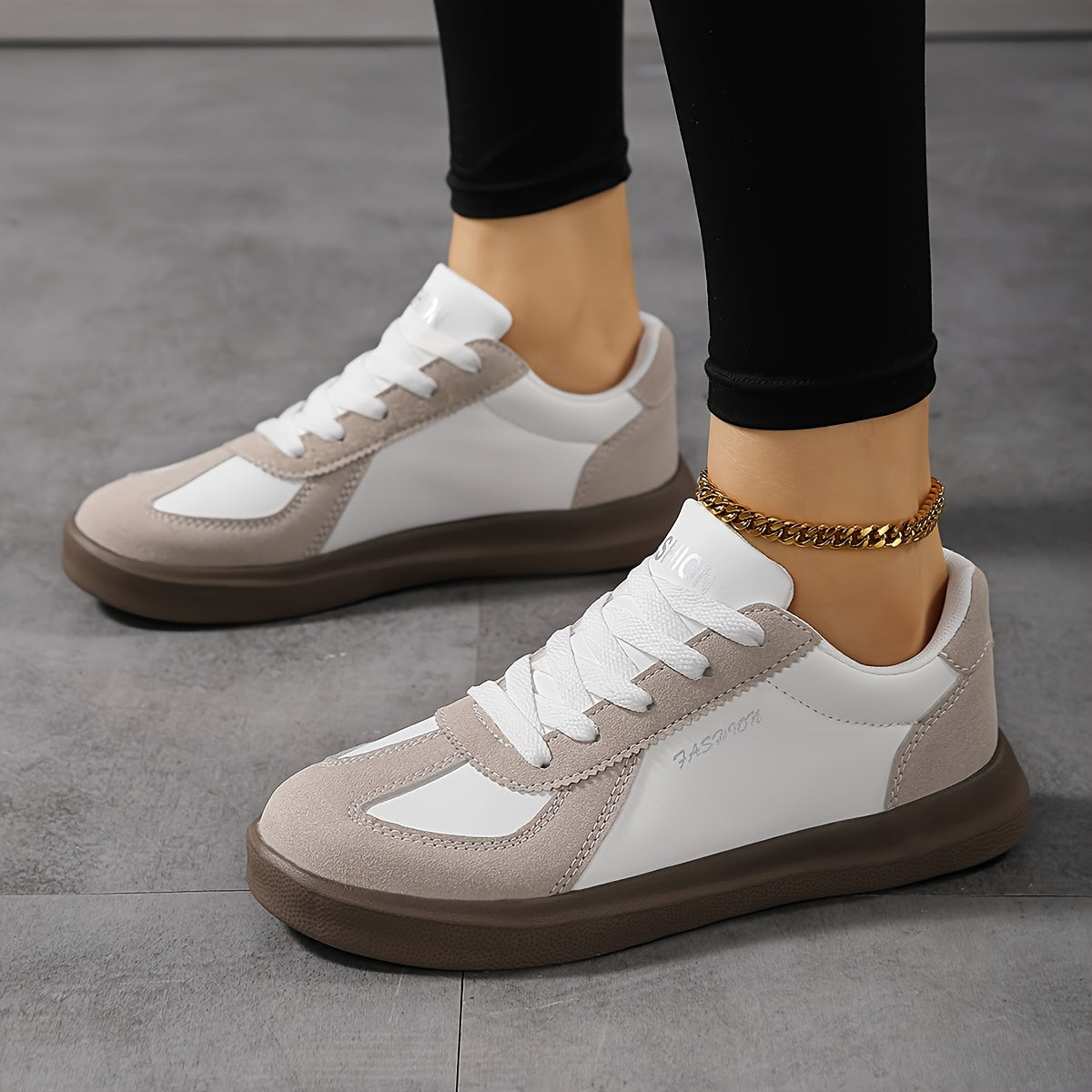 Women's Pink White Low-Top Sneakers Microfiber Lightweight Comfortable