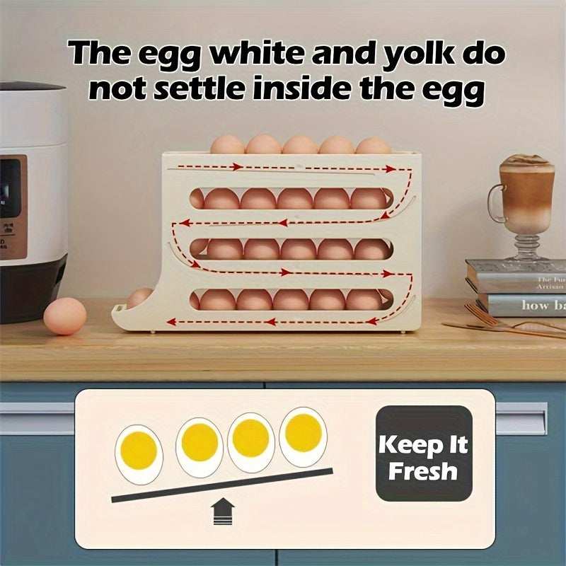 Large-Capacity Automatic Egg Dispenser Refrigerator Egg Holder Durable PP