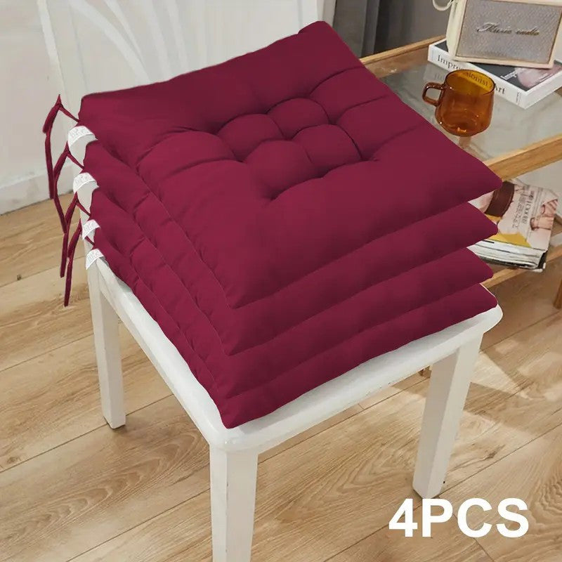 4-Pack Polyester Chair Cushions for Garden, Restaurant, Car, Office Chairs in Multiple Colors