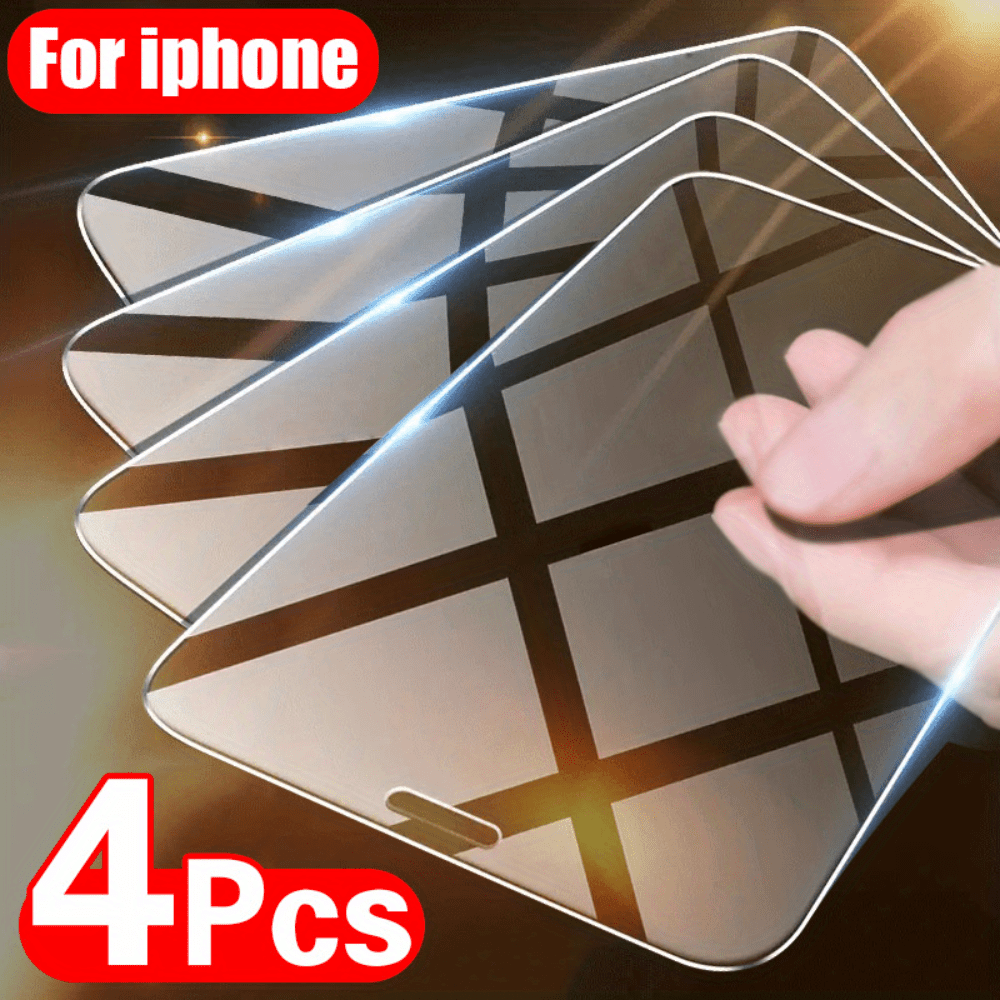 4 Pack Tempered Glass Screen Protectors for iPhone 11-14 Pro Max X XR XS Max Mini