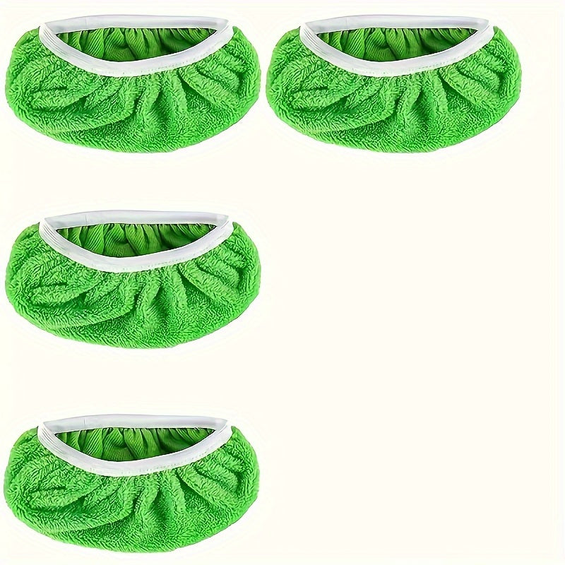 Set of 4 Reusable Flat Floor Mop Pads with Elastic Band for Easy Cleaning