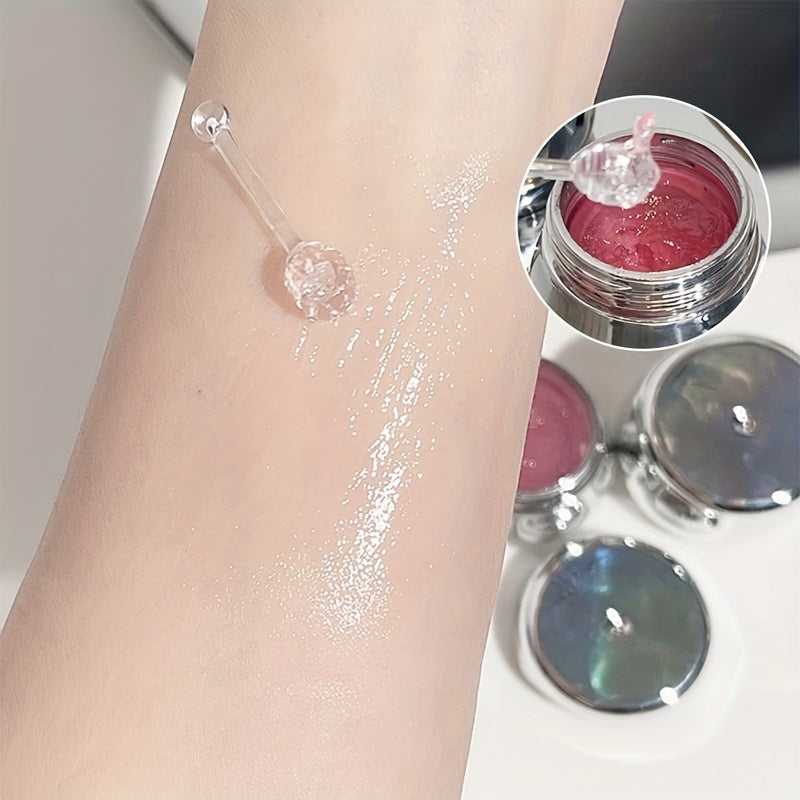 Bálsamo labial con sabor a durazno para unisex con frasco plateado que humecta los labios antes del maquillaje