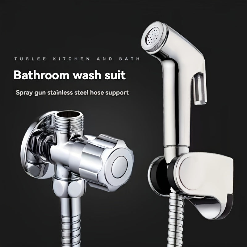 Bidet Sprayer Set with Pressure Spray Head Stainless Steel Hose Wall Mount Accessories