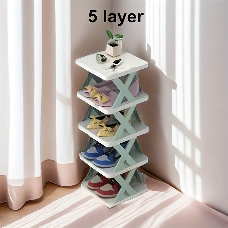 5-Layer Shoe Storage Shelf PP Material No Assembly Removable Corner Shoe Rack Household Organizer
