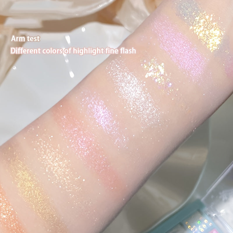 Paleta de sombras de ojos multicolor con nueve tonos y efecto brillante de copo de nieve para mujer