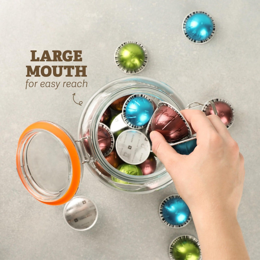 Two Glass Sealed Jars, Food Storage, Durable Clear Mason Jars with Hinged Lid