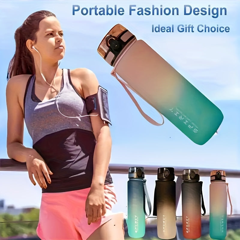 Leakproof Water Bottle with Time Marker and Carrying Strap for Teens and Adults