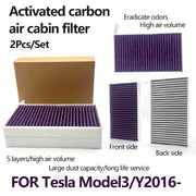 2-Pack Carbon Fiber Cabin Air Filters for Tesla Model 3 and Y Activated Carbon Filter