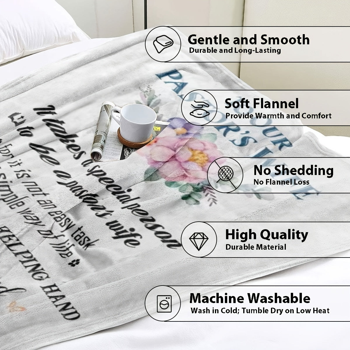 Pastor's Wife Appreciation Blanket Flannel Fleece Christian Religious Gift 127x152cm