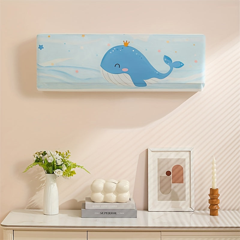 Washable Fabric Dust Cover for Wall-Mounted Air Conditioners with Cartoon Pattern