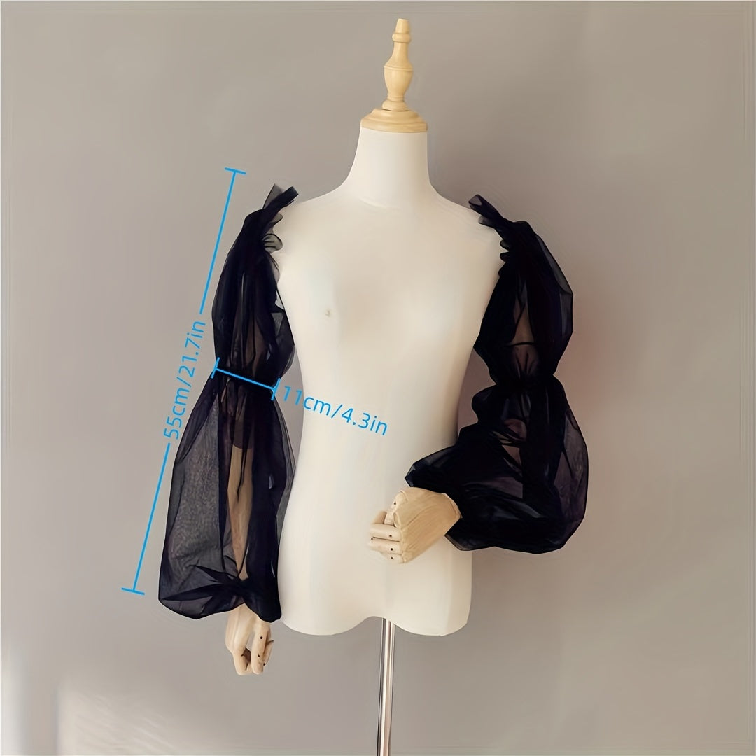 Long Sleeve Bridal Puff Sleeves Elastic Polyester Wedding Accessories for Parties and Photography