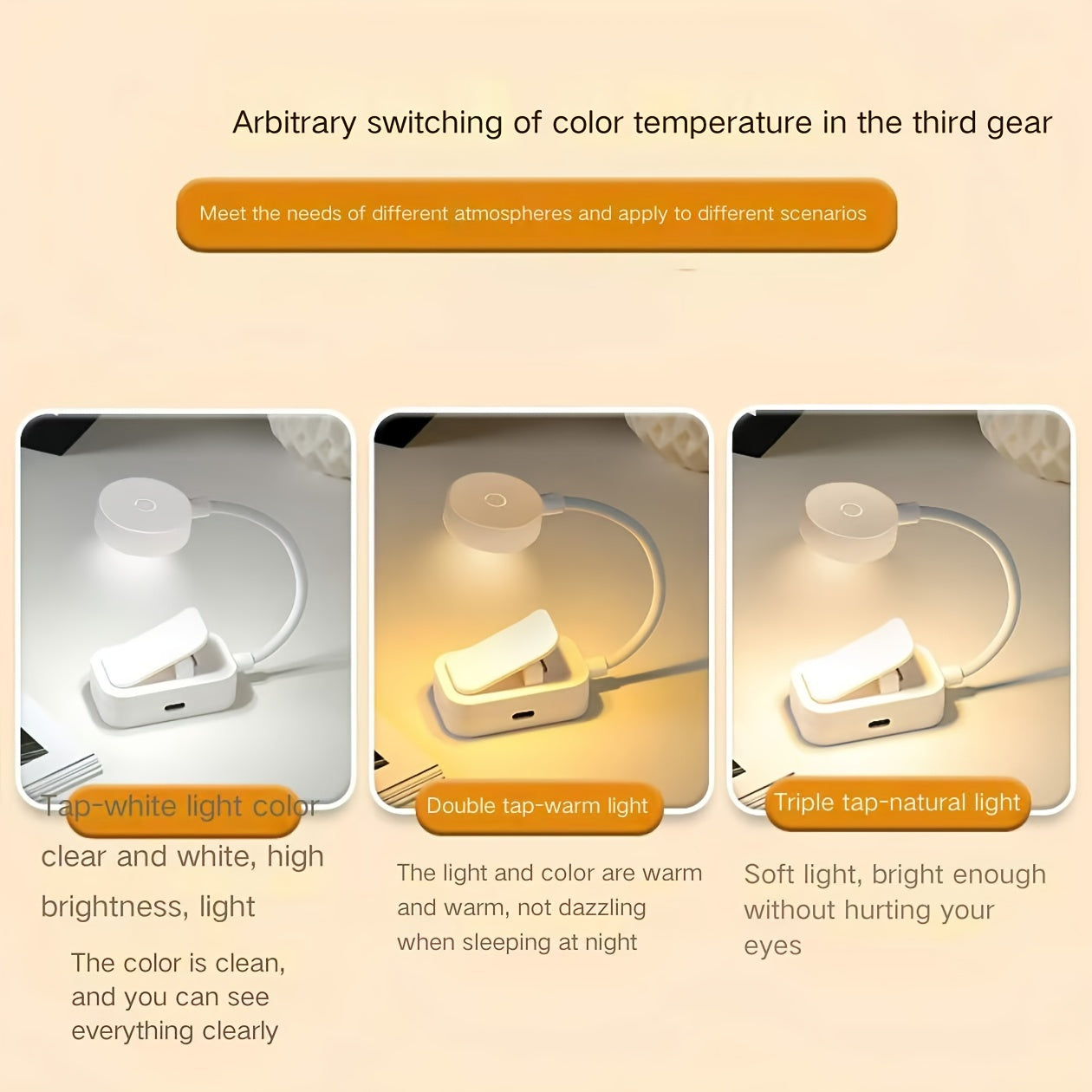 Geometrik kechki chiroq, uch rangli LED bilan, qayta zaryadlanadigan plastmassa, yotoqxona, oshxona, bar uchun