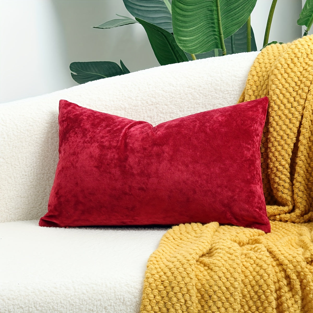 Velvet Throw Pillow Cover with Speckled Texture for Sofa and Bed 100% Polyester
