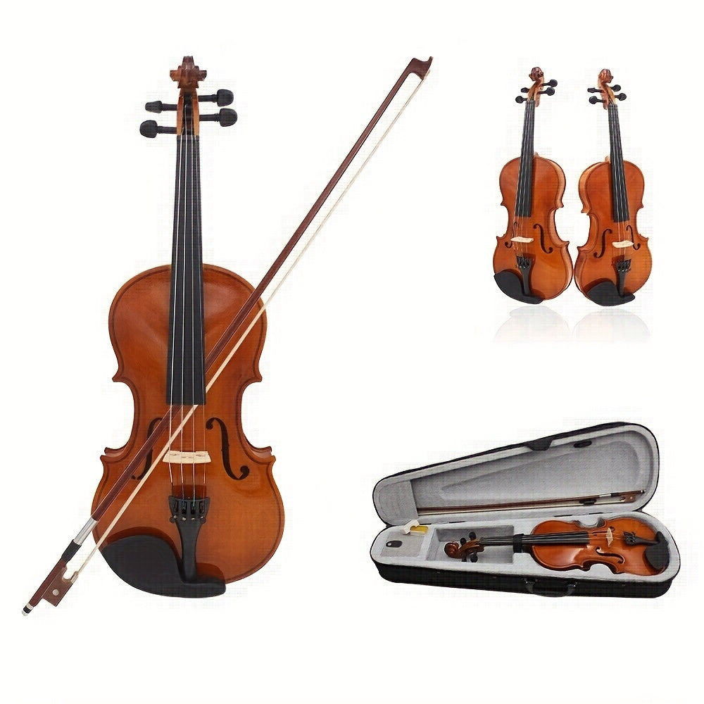 Full Size Violin for Beginners and Professionals Durable Wood Rich Tone Includes Case Rosin Extra Bow Hair