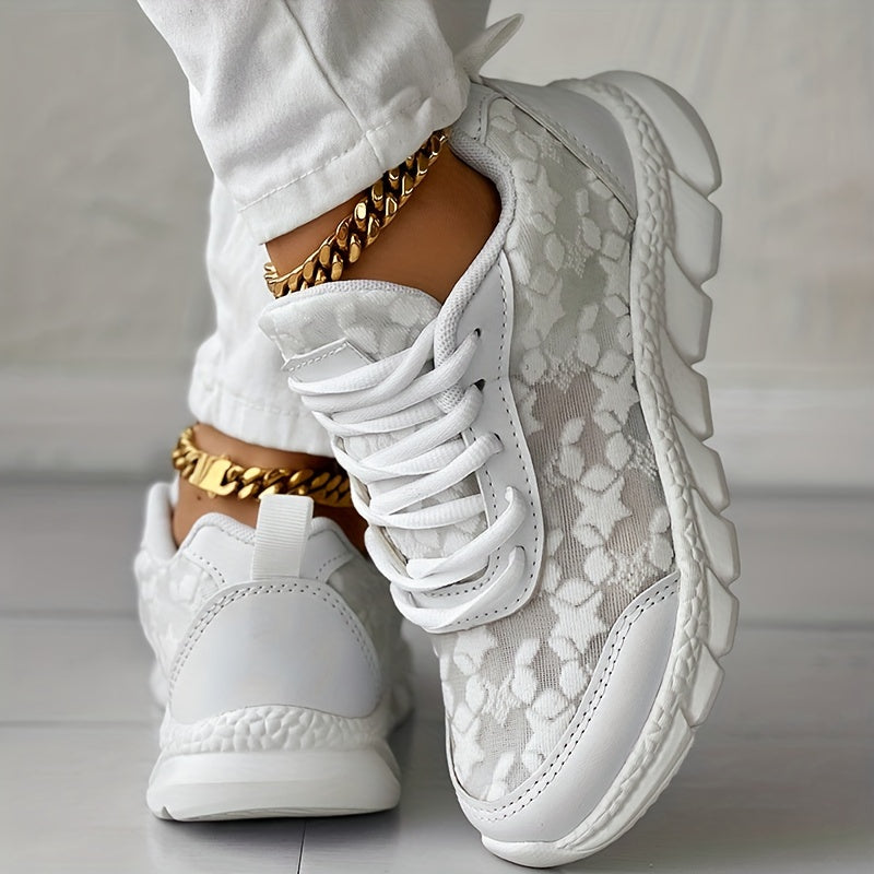 Women's Mesh Lace Sneakers Breathable Lightweight Casual Shoes