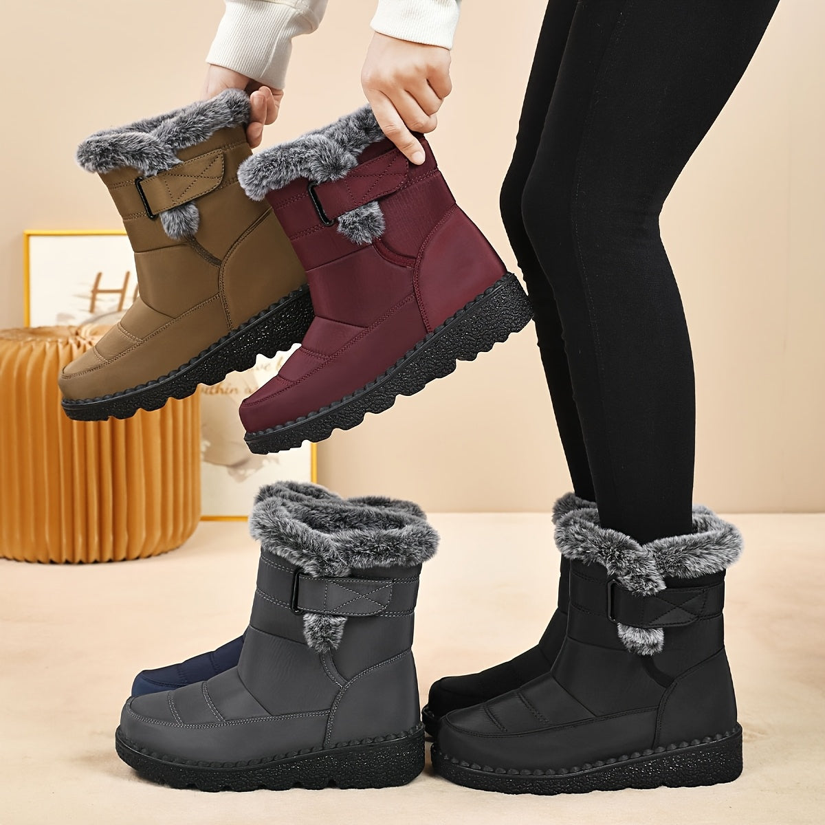 Women's Ankle Boots Fleece-Lined Casual Shoes for All Seasons