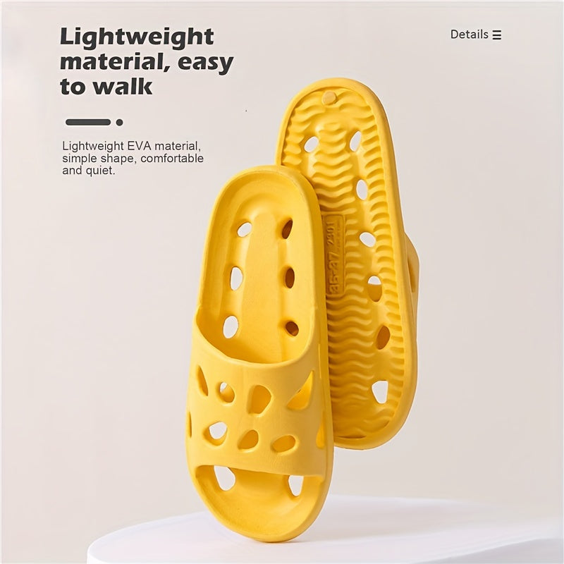EVA Slippers Solid Color Hollow-Out Non-Slip Drainage Shower Slides