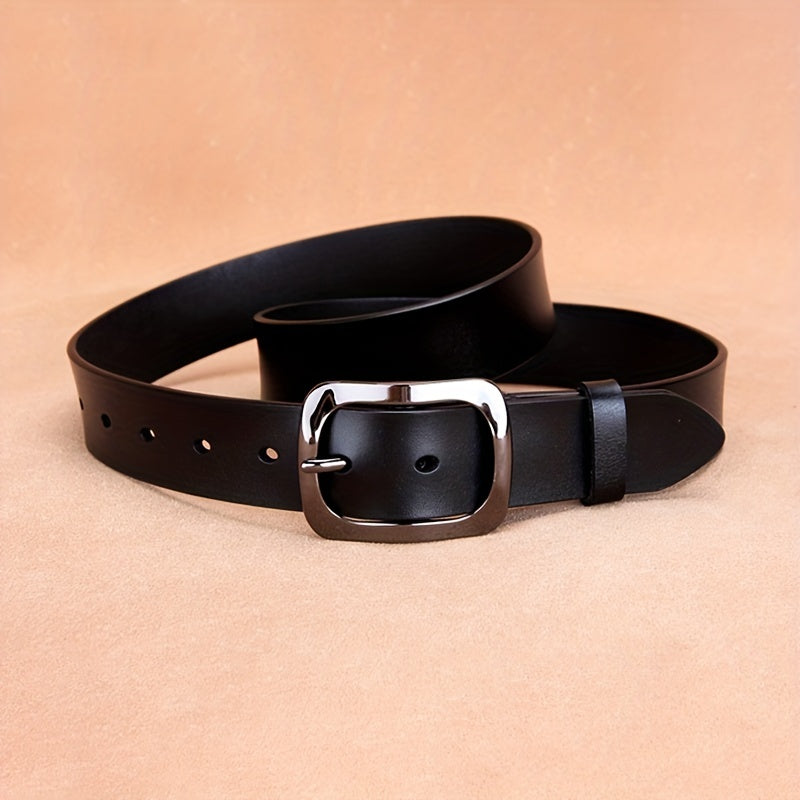 Women's Leather Belt Wide Vintage Black Casual Waist Accessory