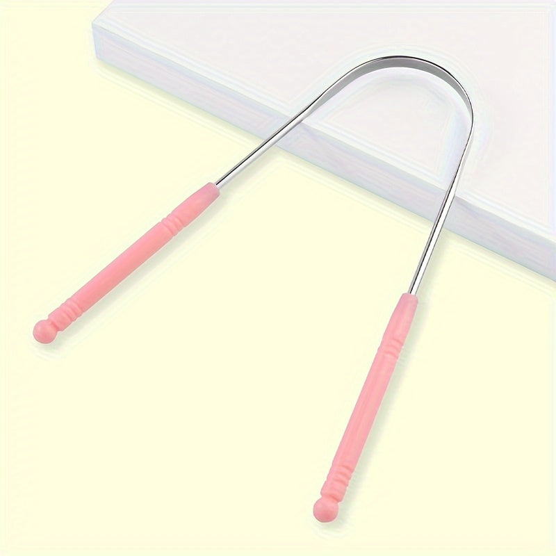 Tilni tozalash uchun zanglamaydigan po'latdan yasalgan U-shakl ko'p rangli og'iz gigiyenasi asbobi