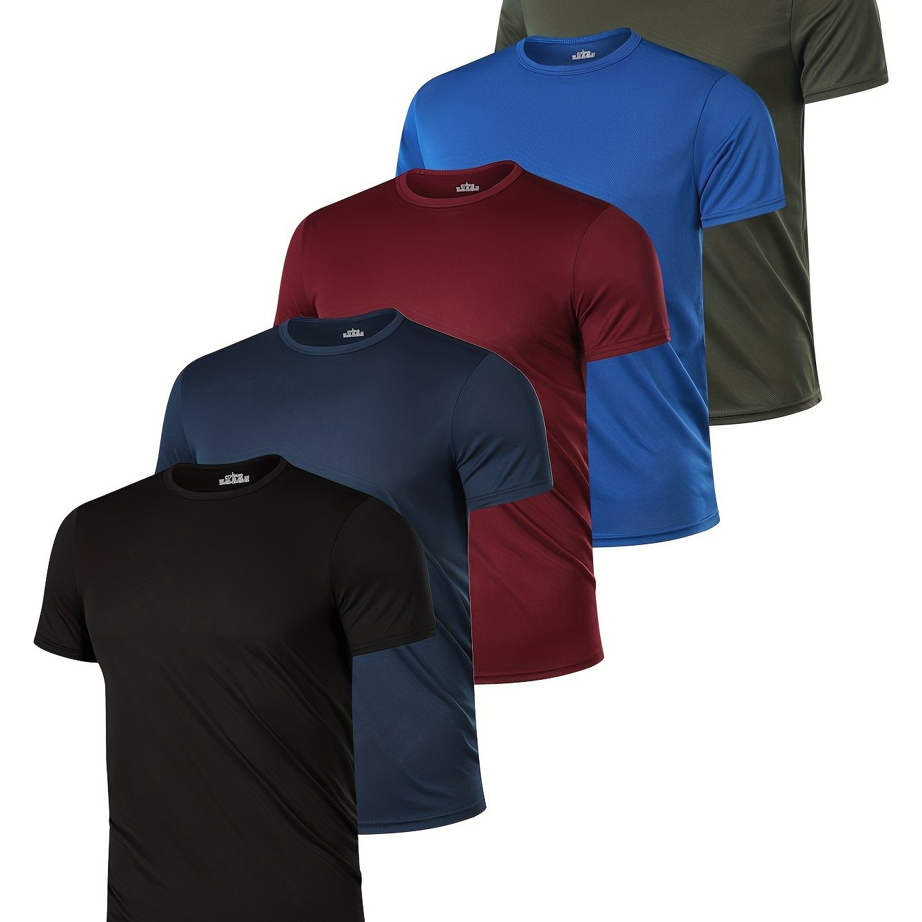 Men's Quick-Dry Running T-Shirts Short Sleeve Lightweight Polyester Black 5 Pack