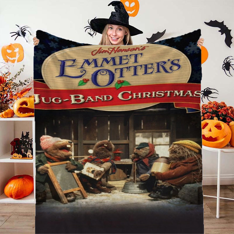 Cozy Christmas Flannel Fleece Blanket with Muppet Bug Band Digital Print for All Seasons