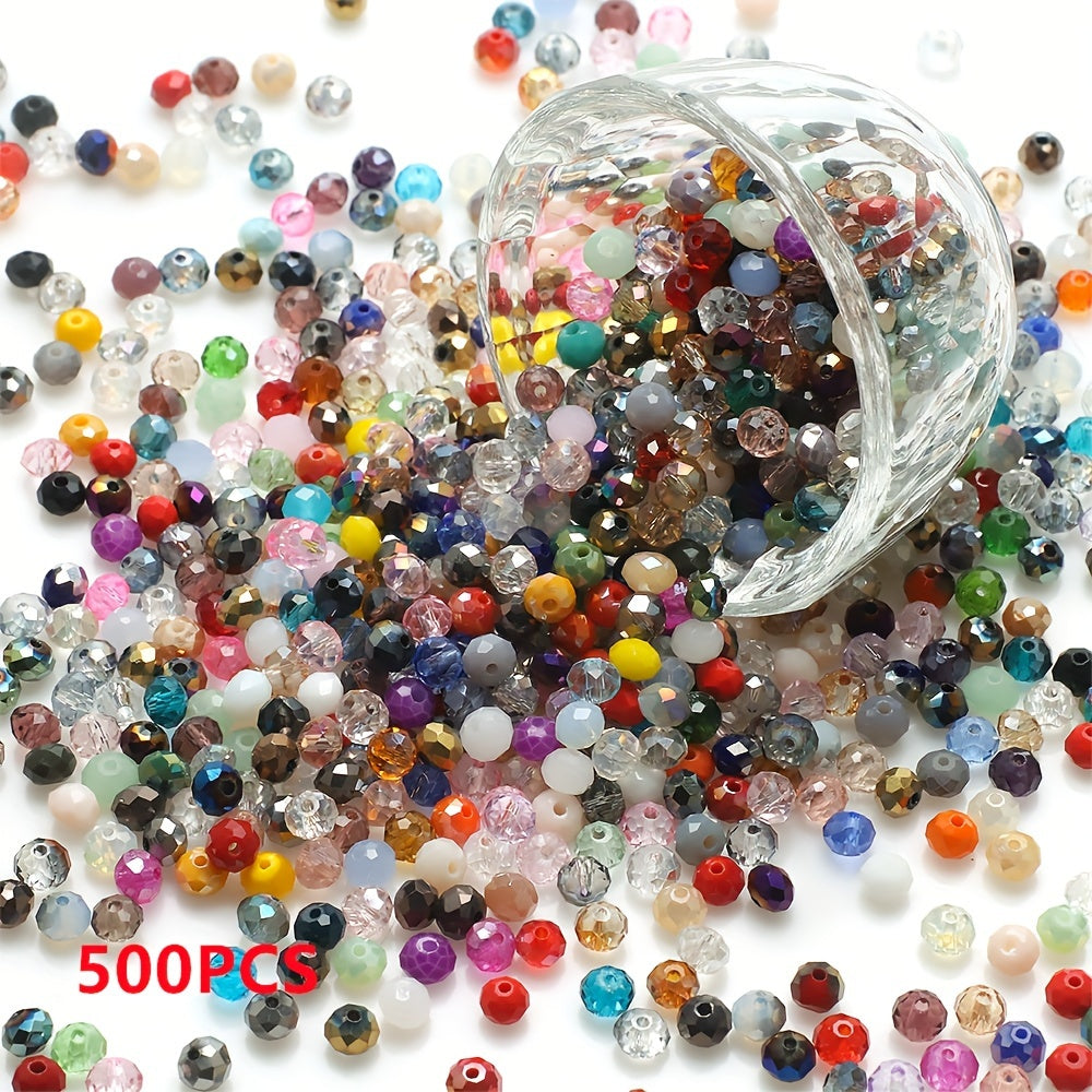 500 piezas de cuentas de vidrio plano de 3 mm de colores mezclados para hacer joyería y arte de uñas