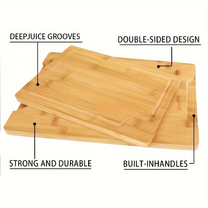 Juego de 4 tablas de cortar de bambú con soporte para frutas, verduras y carnes