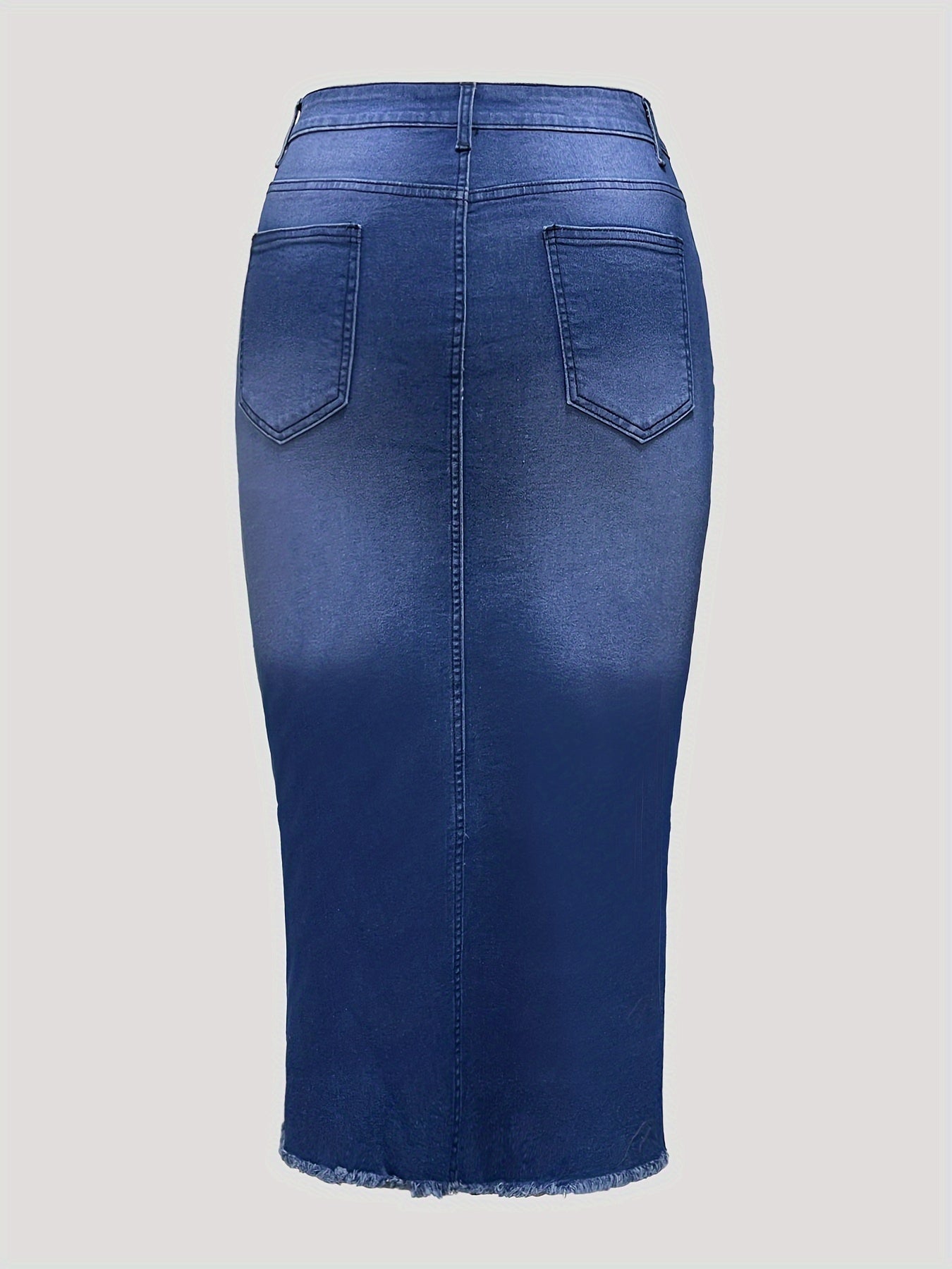 Women's Plus Size Denim Pencil Skirt Ripped Split Casual Chic