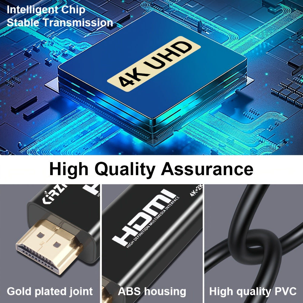 4K USB-C to HDMI Cable Thunderbolt 3/4 Compatible Flat Black for MacBook Pro iPad Pro Samsung Galaxy Surface Devices