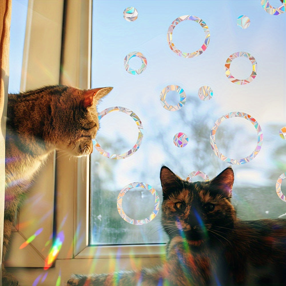 Contemporary PVC Static Cling Glass Decals Rainbow Sun Catcher Window Film 22.8cm Diameter Pack