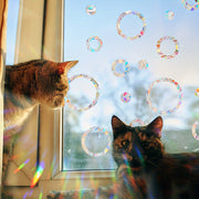 Zamonaviy PVC Statik yopishqoq shisha decalari, kamalakli quyosh tutuvchi deraza filmi, 22.8 sm diametrli paket