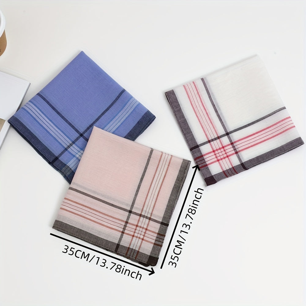 Men's Polyester Plaid Handkerchiefs 12-Pack for Weddings Outdoor Activities